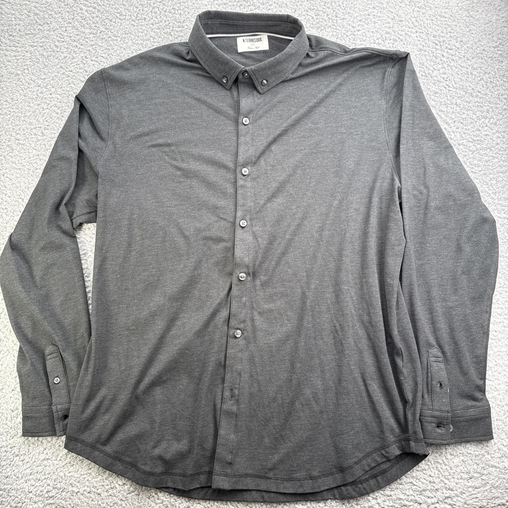 LinkSoul Golf Polo Shirt Mens XL Gray Long Sleeve Casual Preppy Activewear
